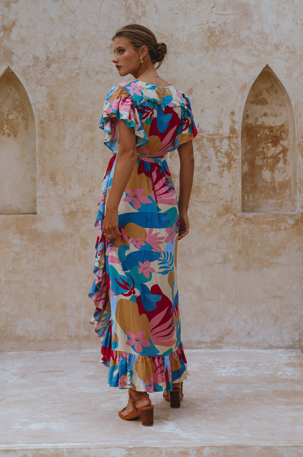 Womens Carmen Wrap Maxi Dress - White Floral
