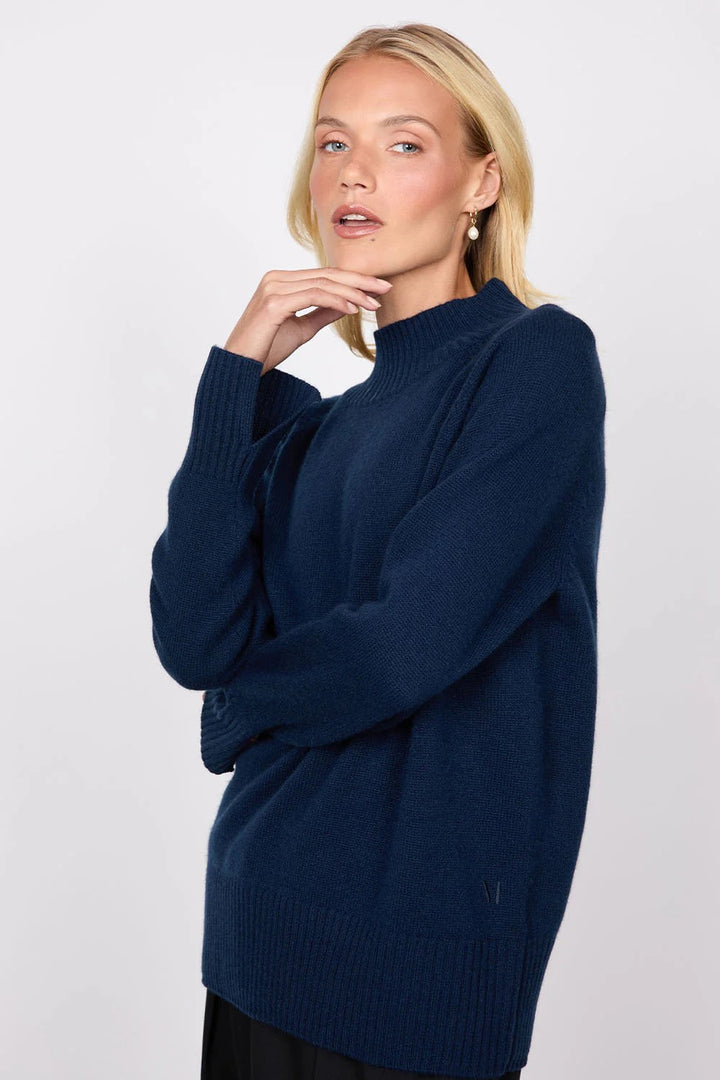 Cashmere Funnel Neck Jumper – Midnight