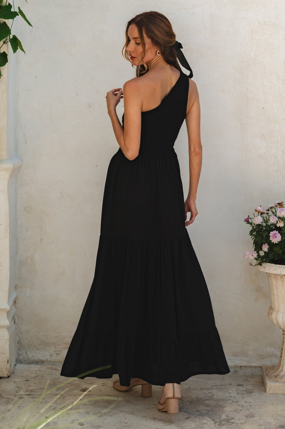 Womens Cassandra One Shoulder Maxi Dress - Black