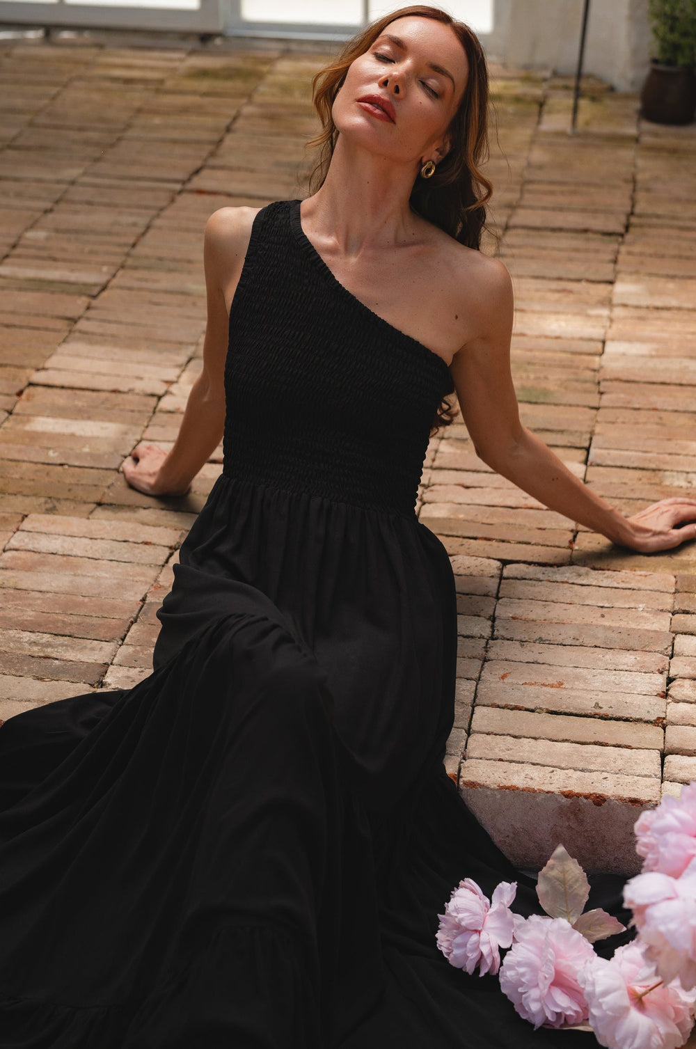 Womens Cassandra One Shoulder Maxi Dress - Black