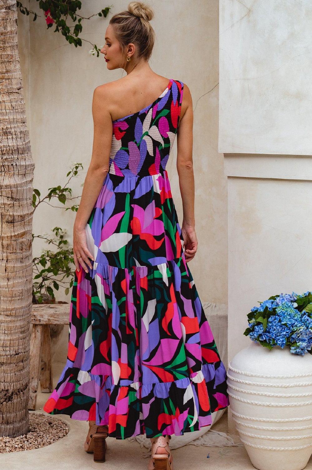 Womens Cassandra One Shoulder Maxi Dress - Black