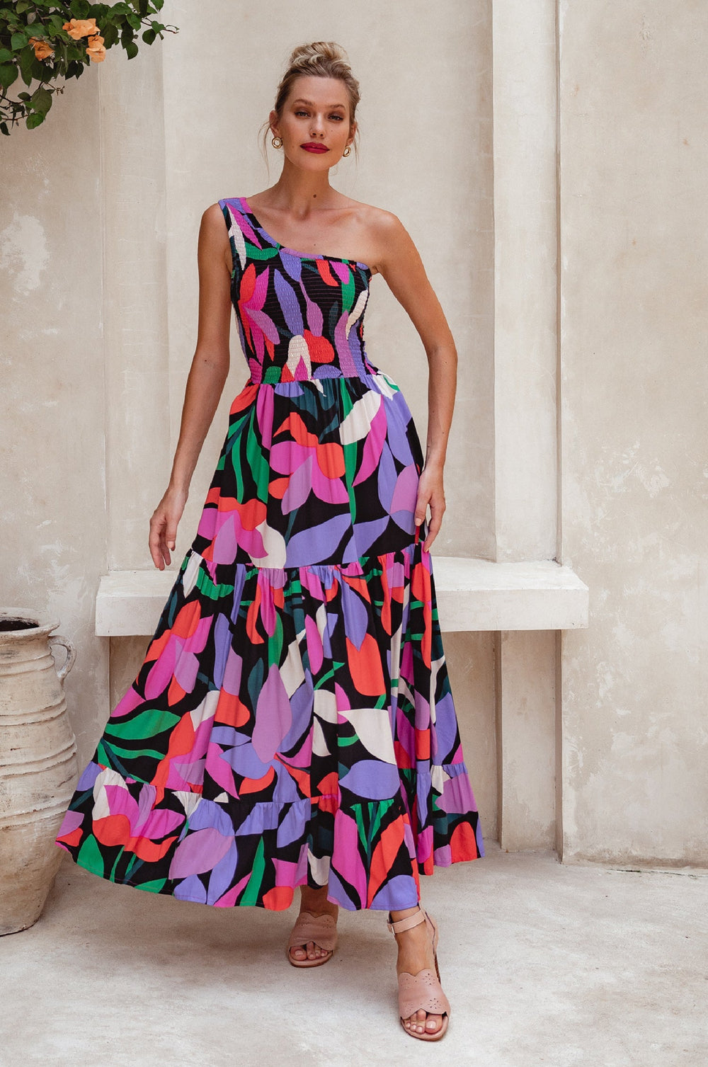 Womens Cassandra One Shoulder Maxi Dress - Hawaii