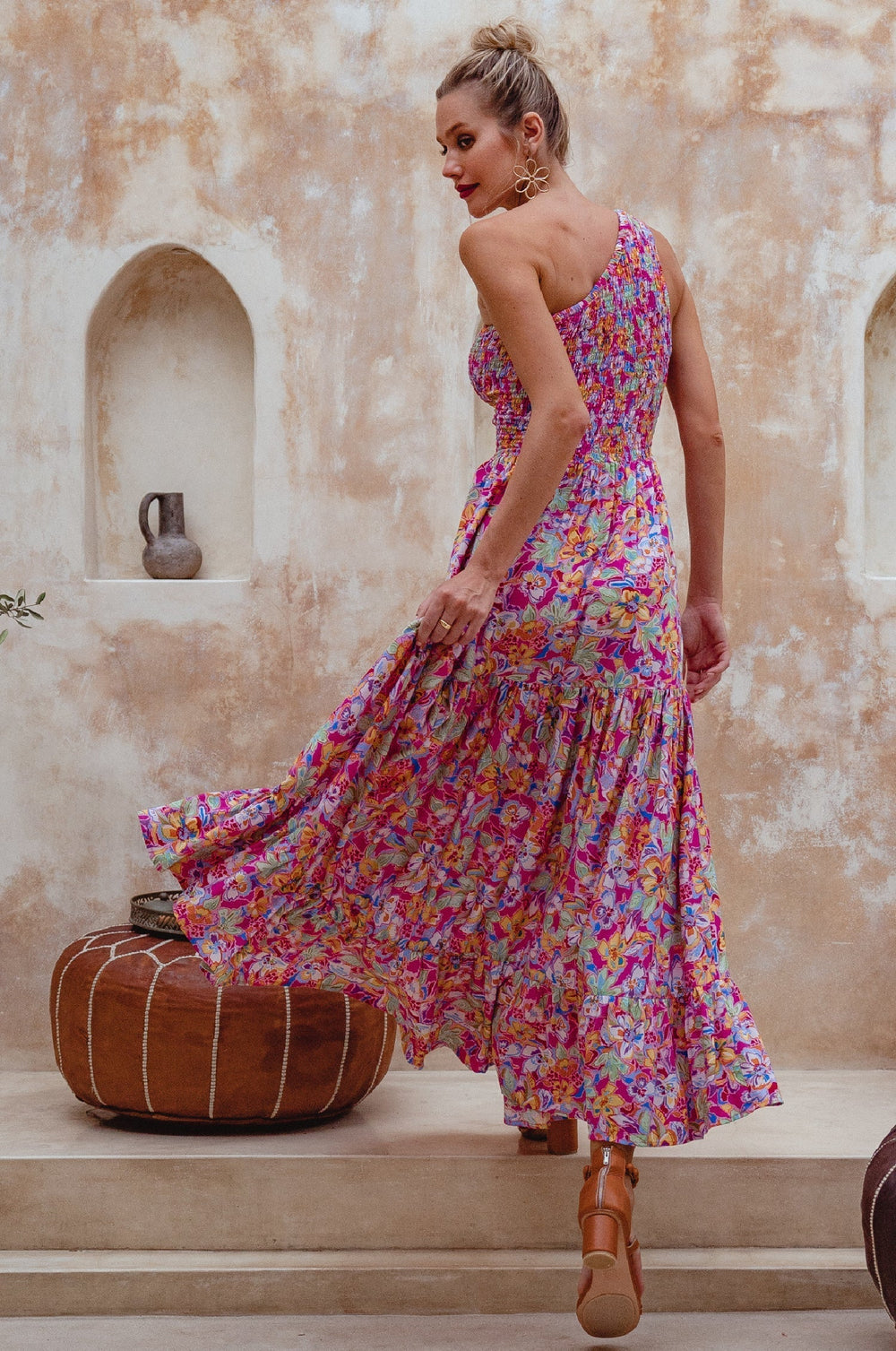 Womens Cassandra One Shoulder Maxi Dress - Black