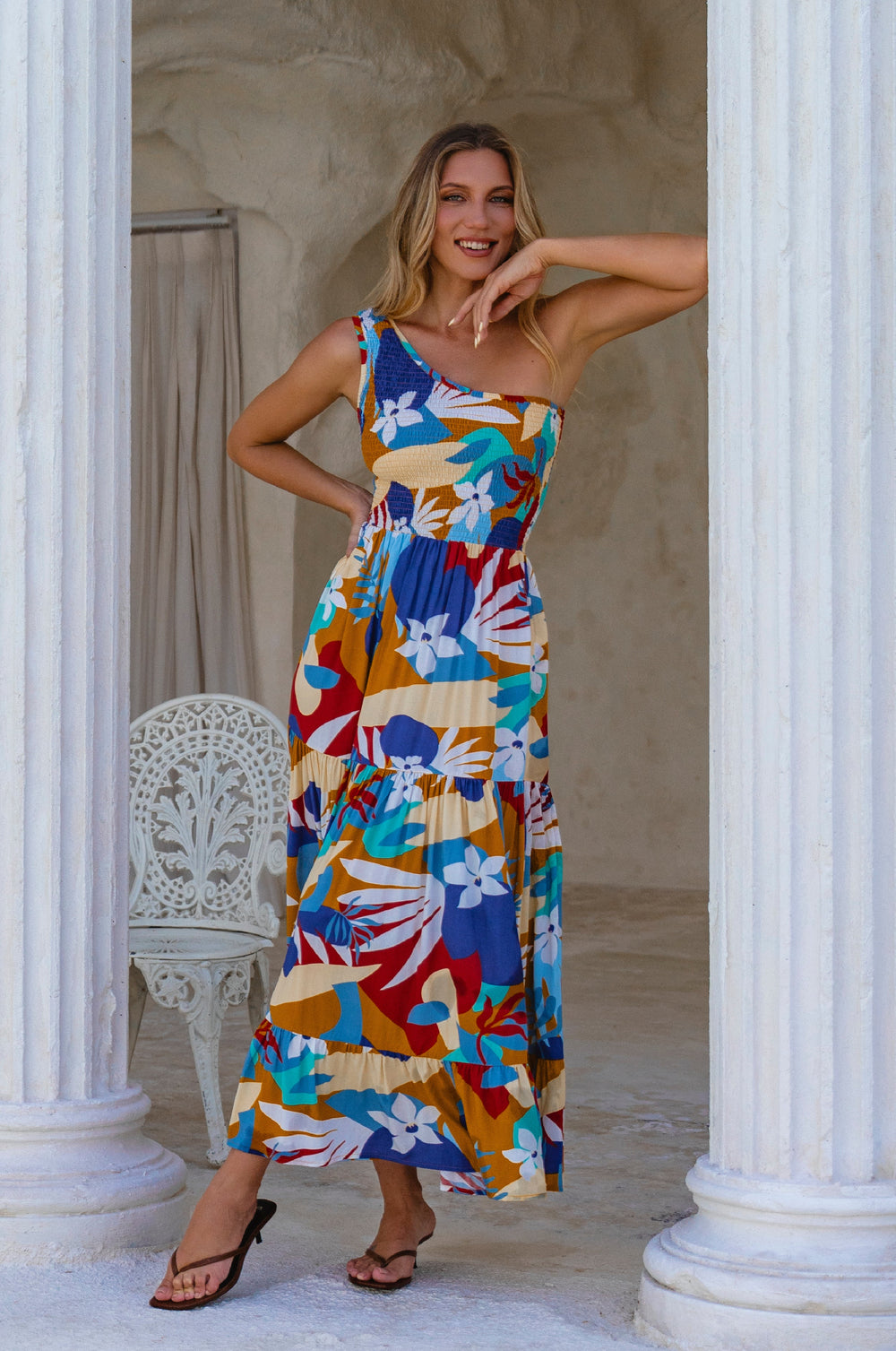 Womens Cassandra One Shoulder Maxi Dress - Black