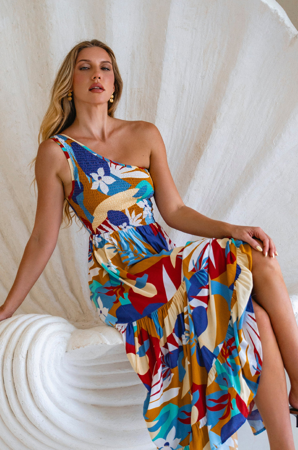 Womens Cassandra One Shoulder Maxi Dress - Cubana