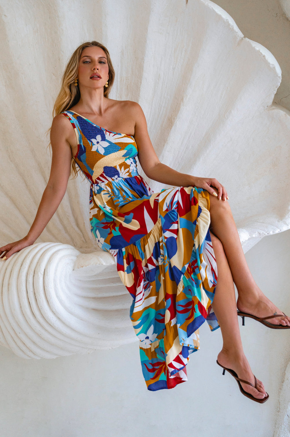 Womens Cassandra One Shoulder Maxi Dress - Cubana