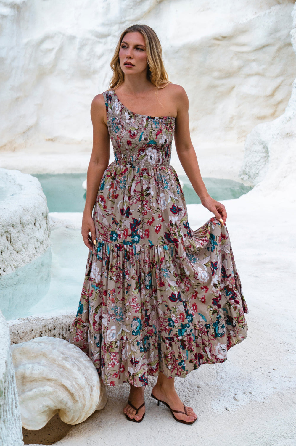 Womens Cassandra One Shoulder Maxi Dress - Black