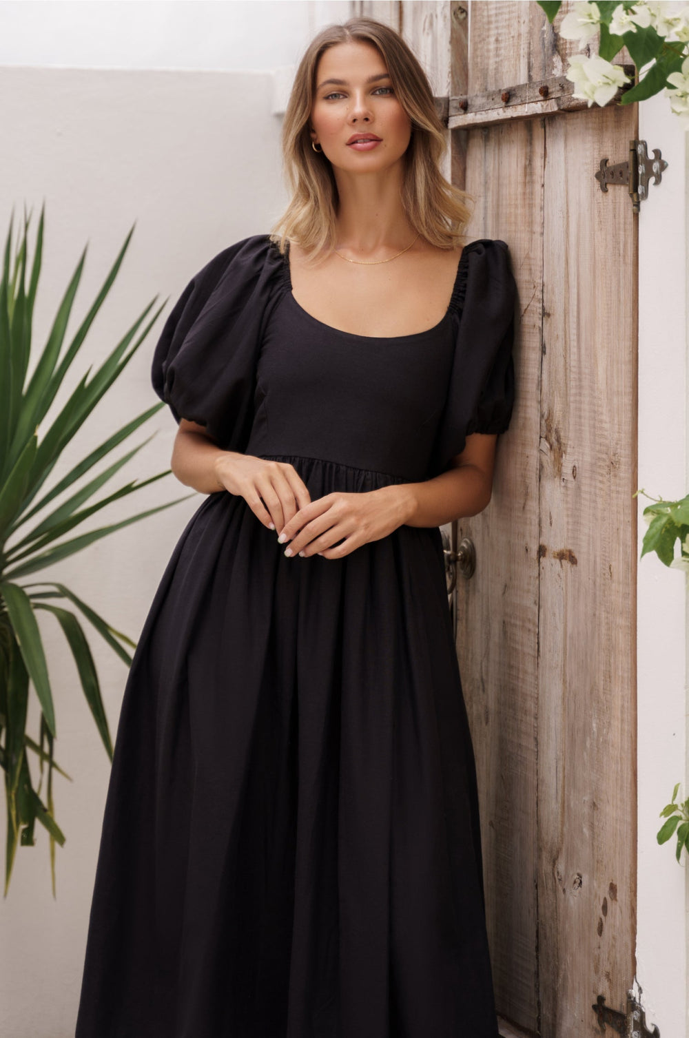 Womens Cherie Puff Sleeve Midi Dress - Hazel