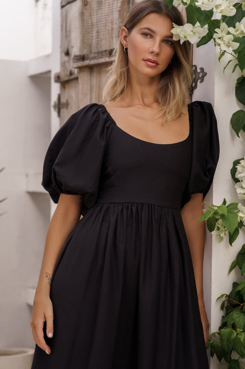 Womens Cherie Puff Sleeve Midi Dress - Hazel