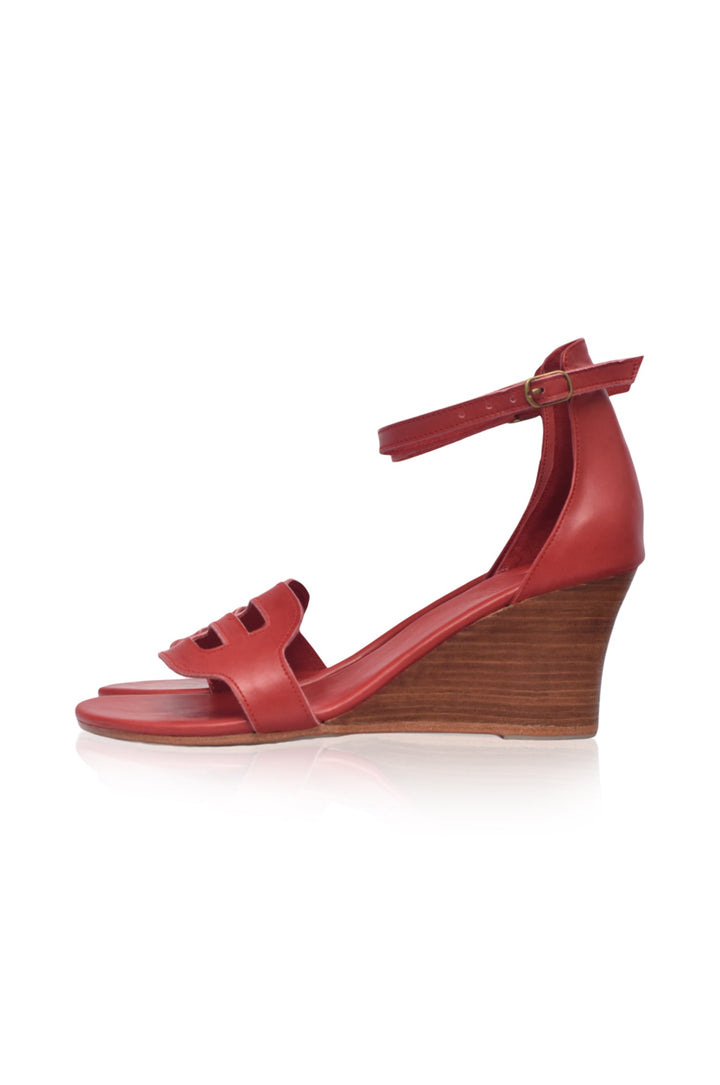 Como Wooden Wedge Leather Sandals