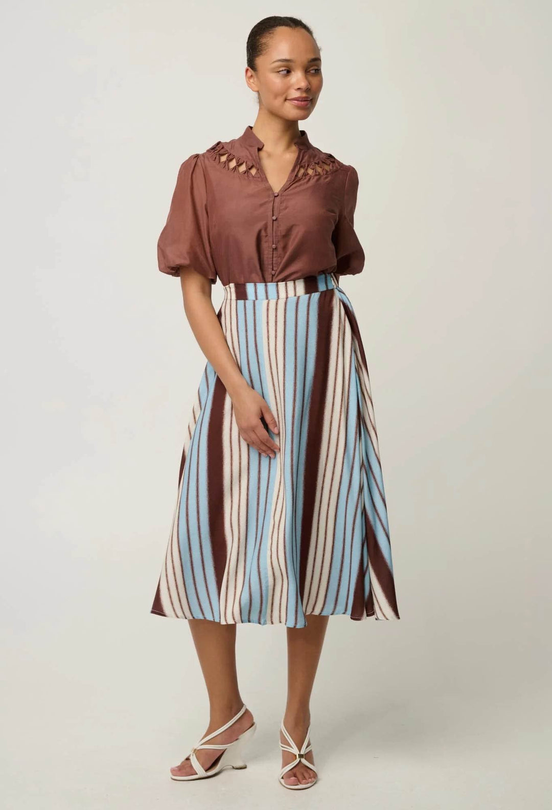 Coralie Smock Garnet Cotton Silk Blouse