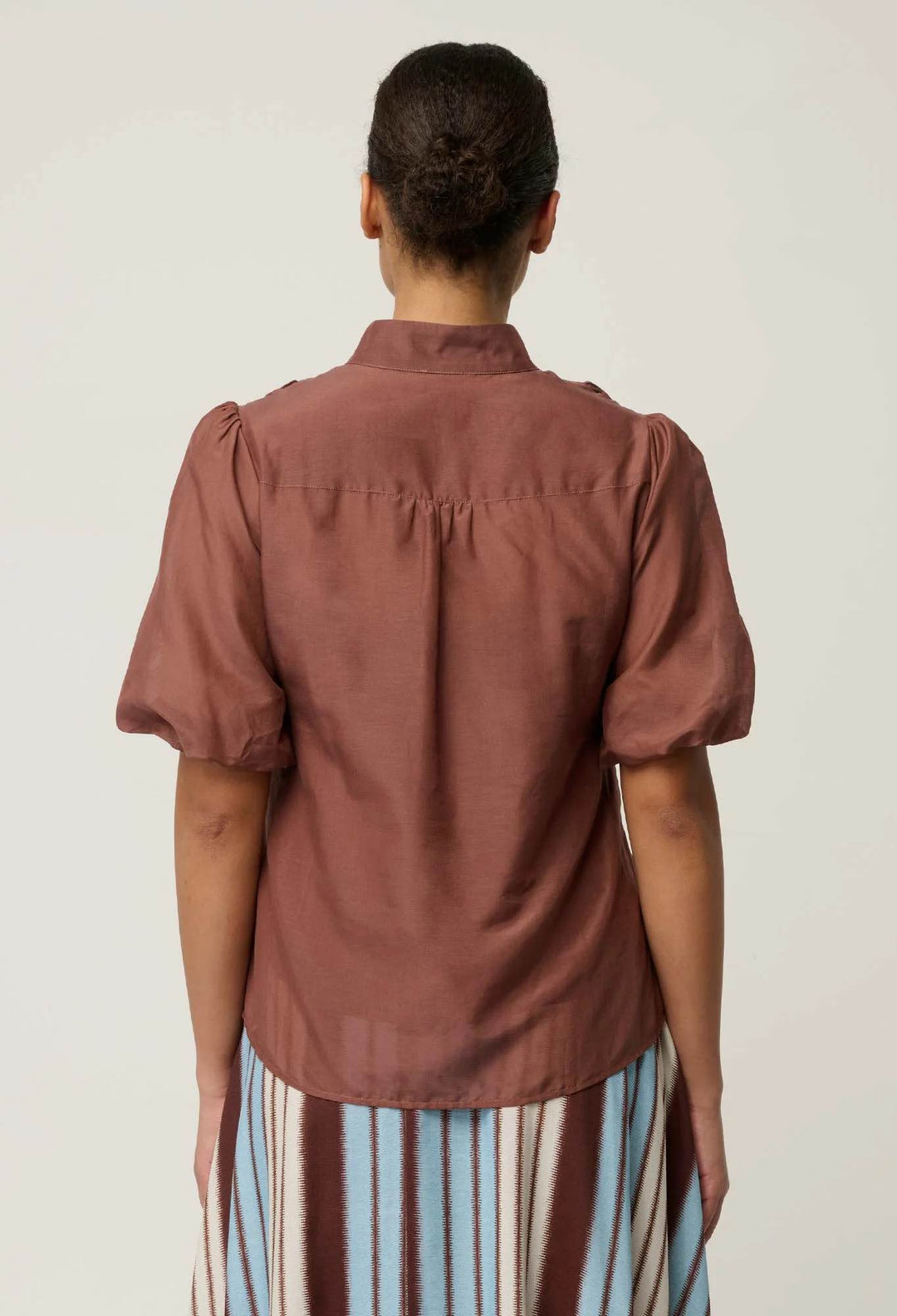 Coralie Smock Garnet Cotton Silk Blouse