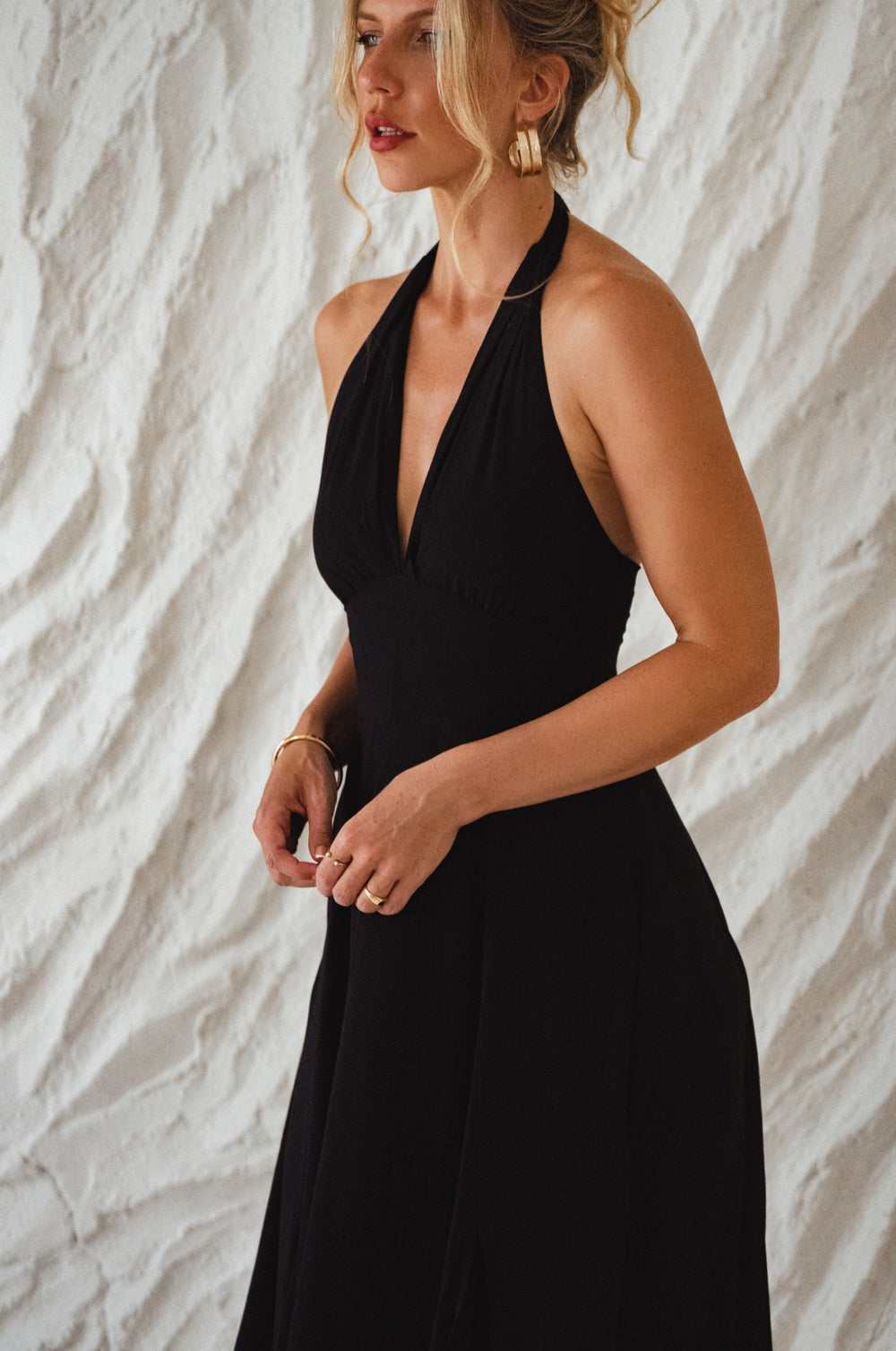 Womens Costa Brava Halterneck Maxi Dress - Black