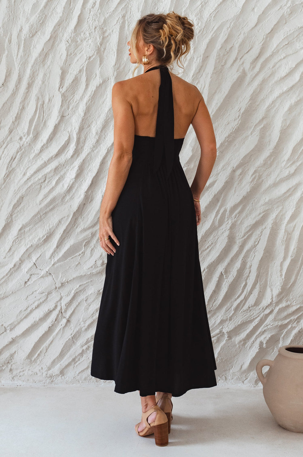 Womens Costa Brava Halterneck Maxi Dress - Black