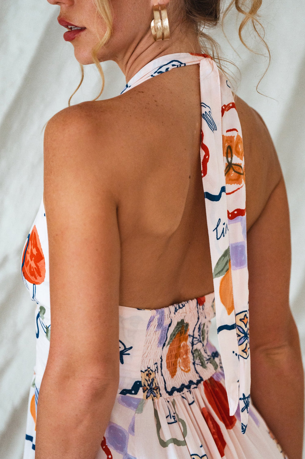 Womens Costa Brava Halterneck Maxi Dress - Tomato