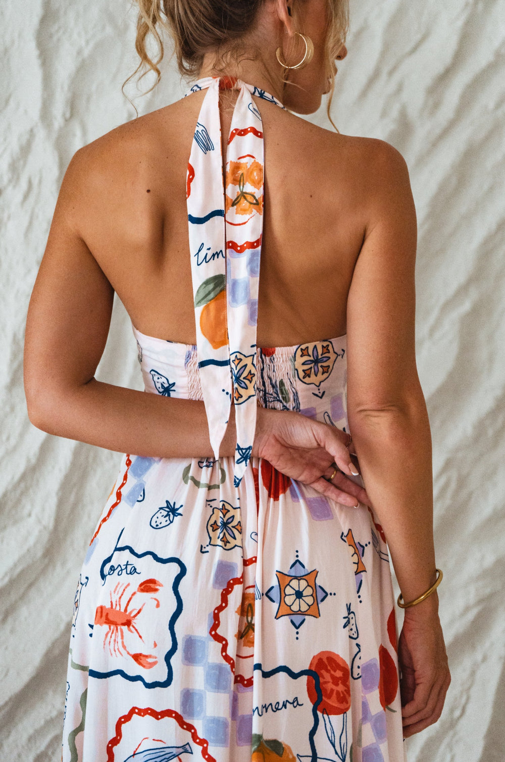 Womens Costa Brava Halterneck Maxi Dress - Tomato