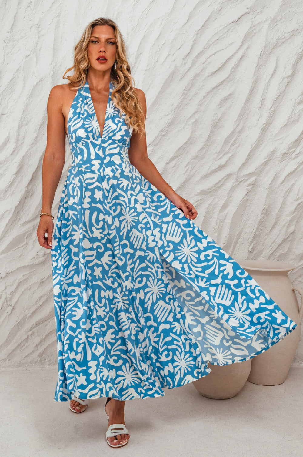 Womens Costa Brava Halterneck Maxi Dress - Black