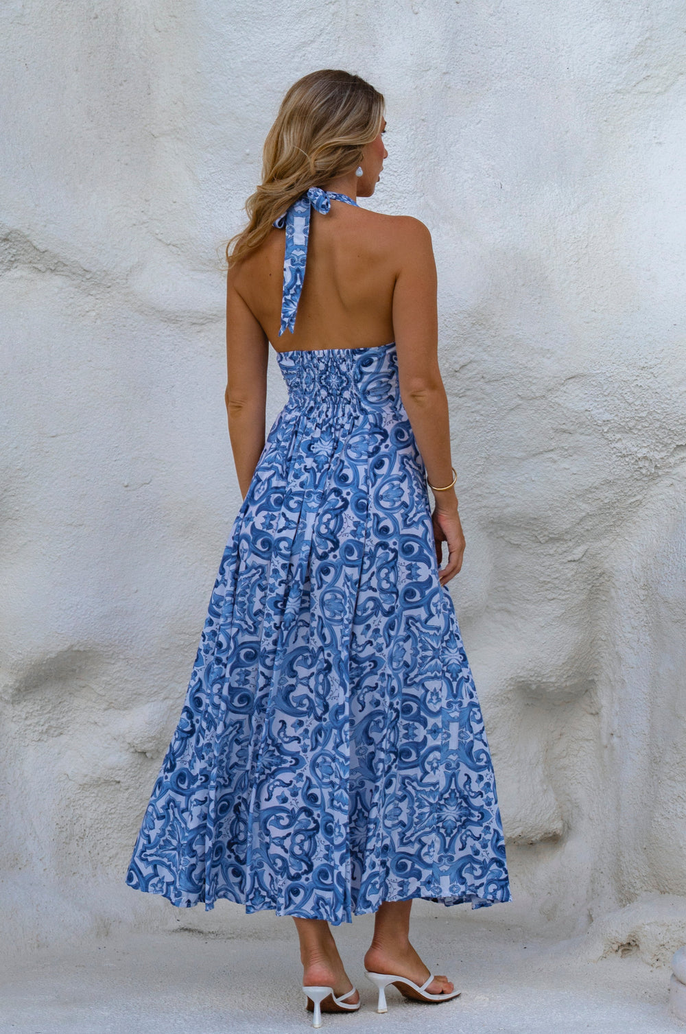 Womens Costa Brava Halterneck Maxi Dress - Tomato