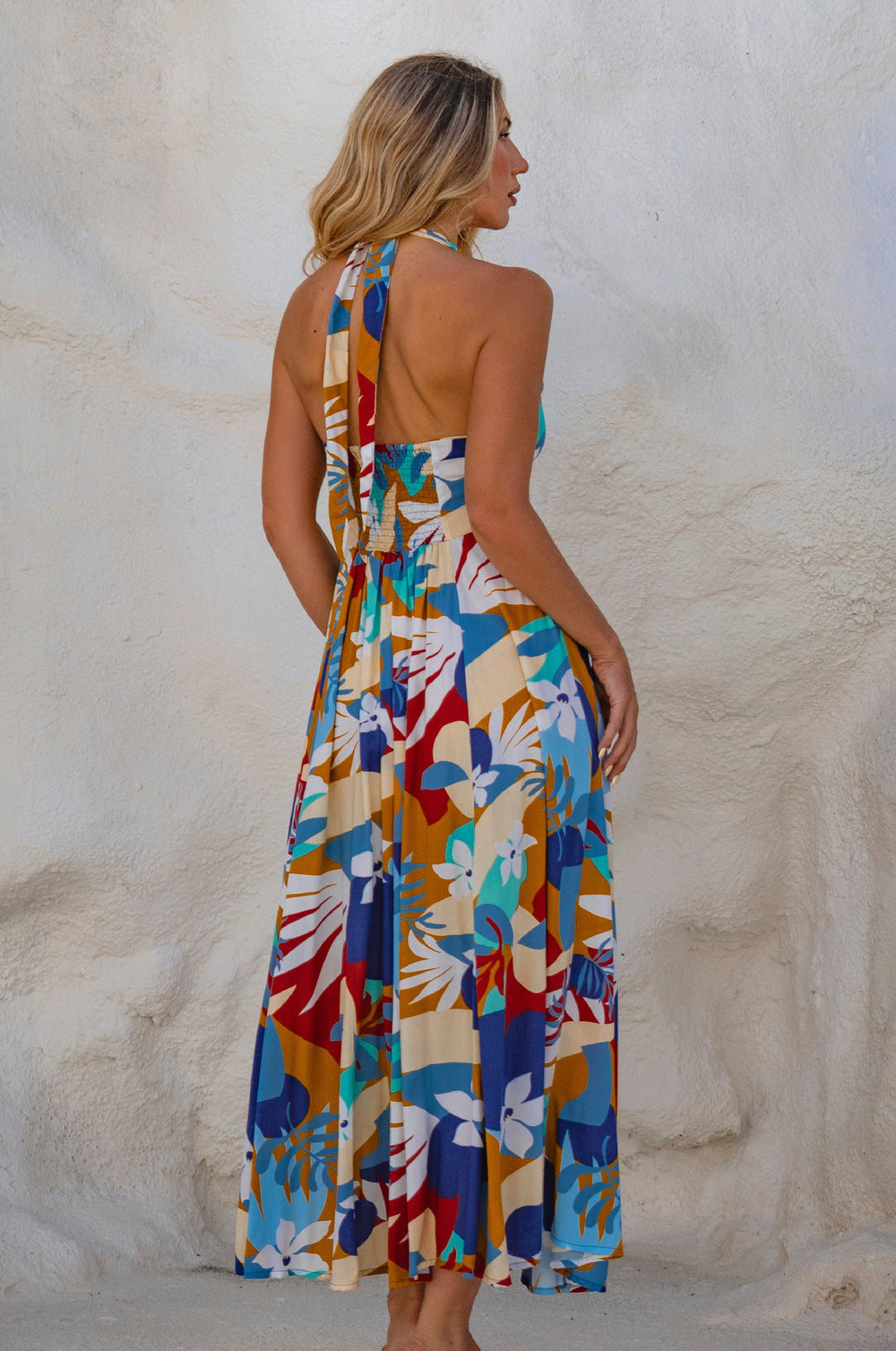 Womens Costa Brava Halterneck Maxi Dress - Tomato