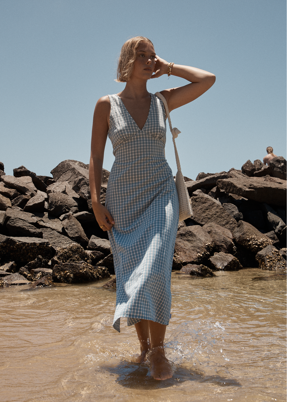 Womens Check Maxi Dress Evans - Overcast Check - AFENDS