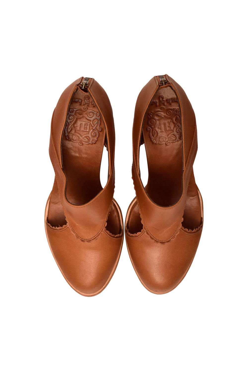 Womens Rain Kiss Leather Heel Booties - Vintage Camel