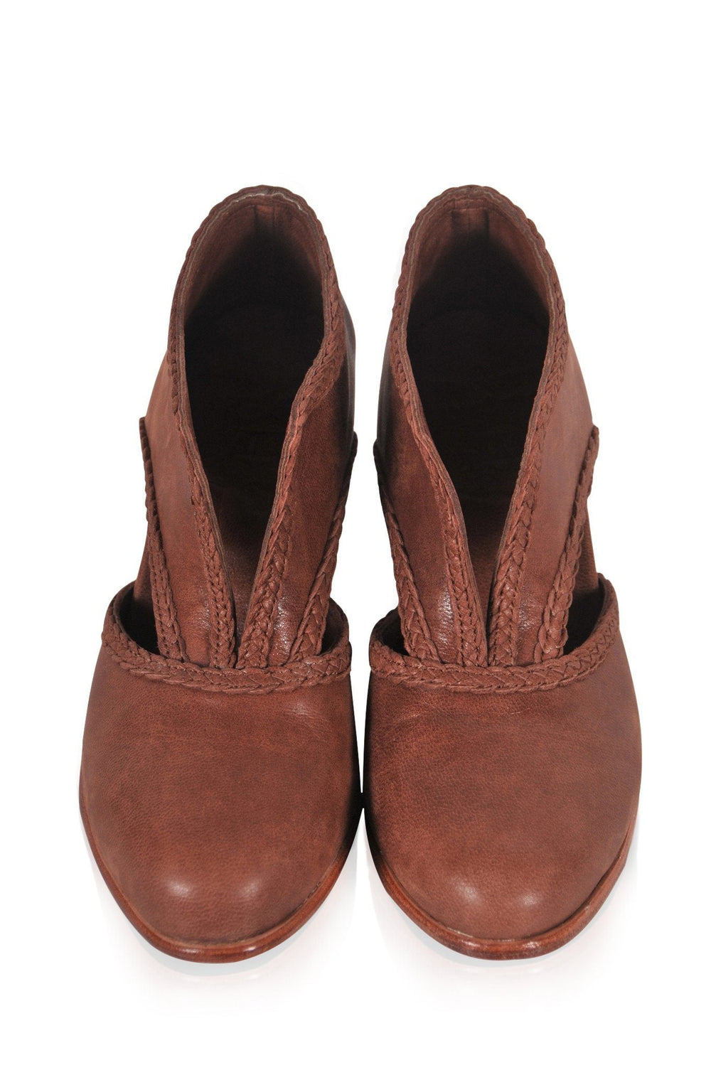 Womens Spirit Walker Leather Heel Booties - Vintage Brown