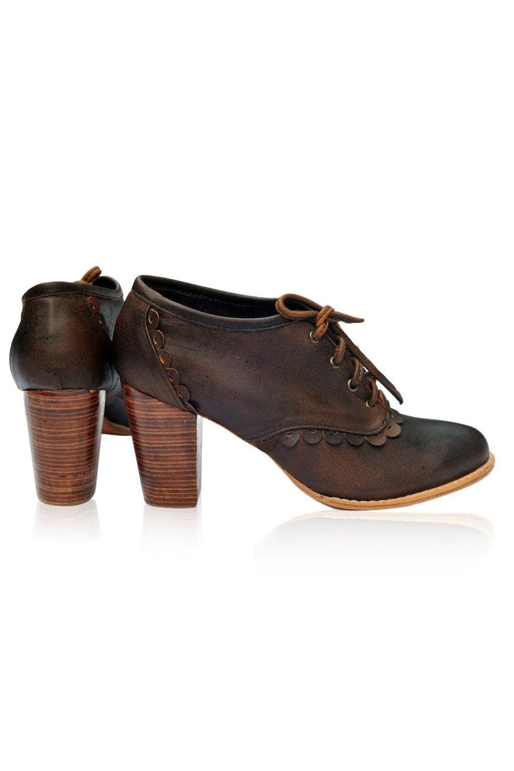 Lace-Up Oxford Leather Heels