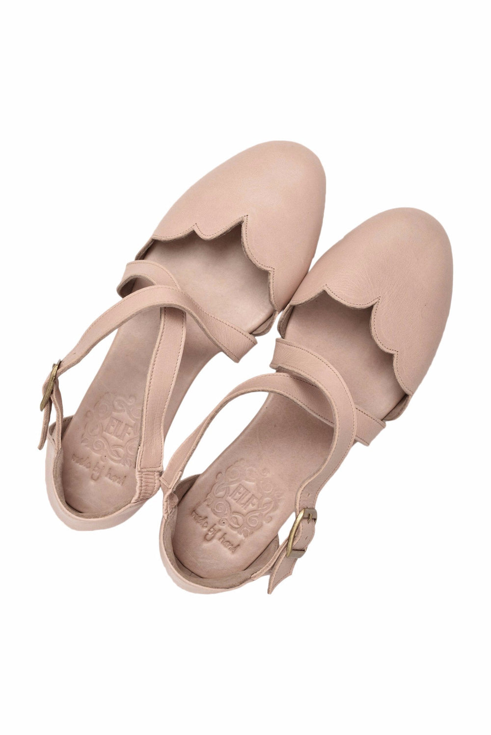 Womens Mangrove Cross-Strap Leather Ballet Flats - Vintage Beige