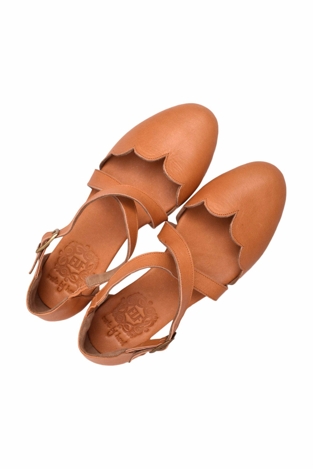 Womens Mangrove Cross-Strap Leather Ballet Flats - Vintage Tan