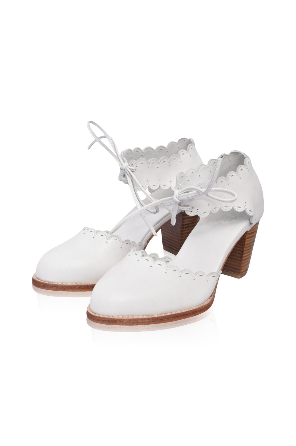 Womens Dance Queen Scalloped Leather Heels - Dark Brown