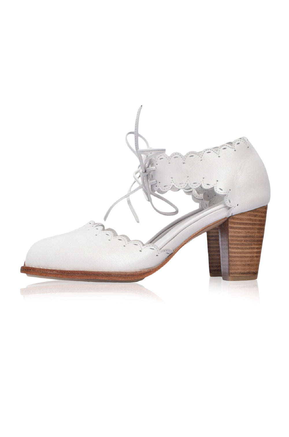 Womens Dance Queen Scalloped Leather Heels - Golden Tan