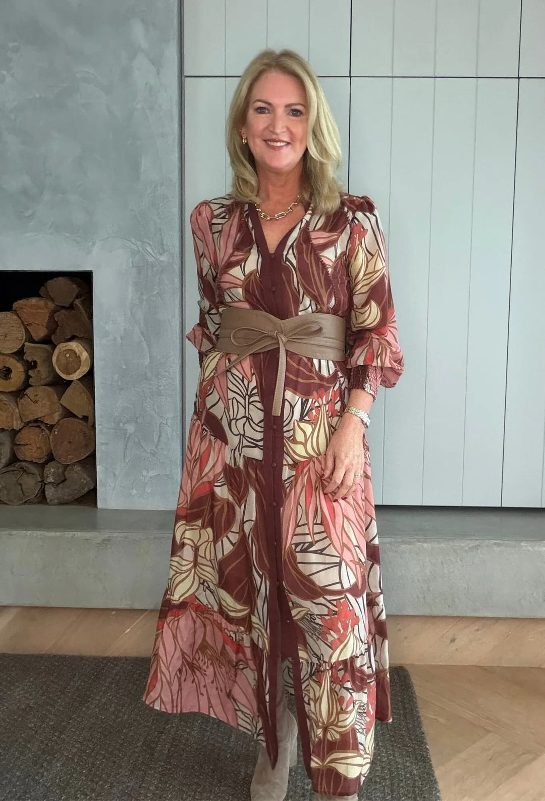 Liliana Cathedral Botanic Cotton Silk Printed Maxi Dress