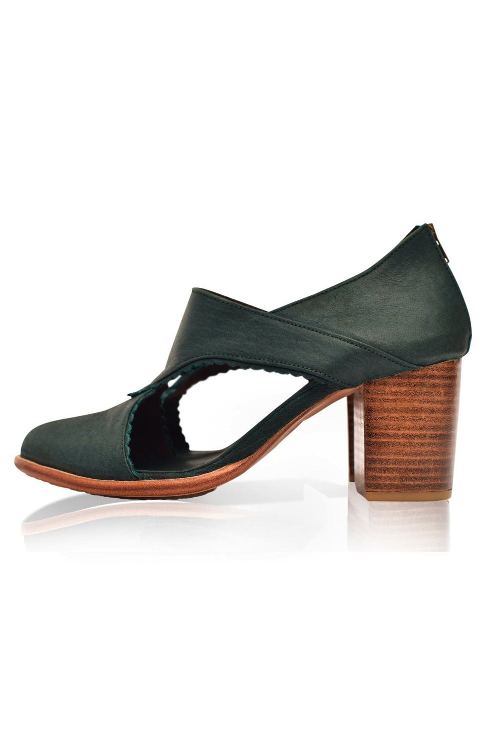 Womens Rain Kiss Leather Heel Booties - Vintage Camel