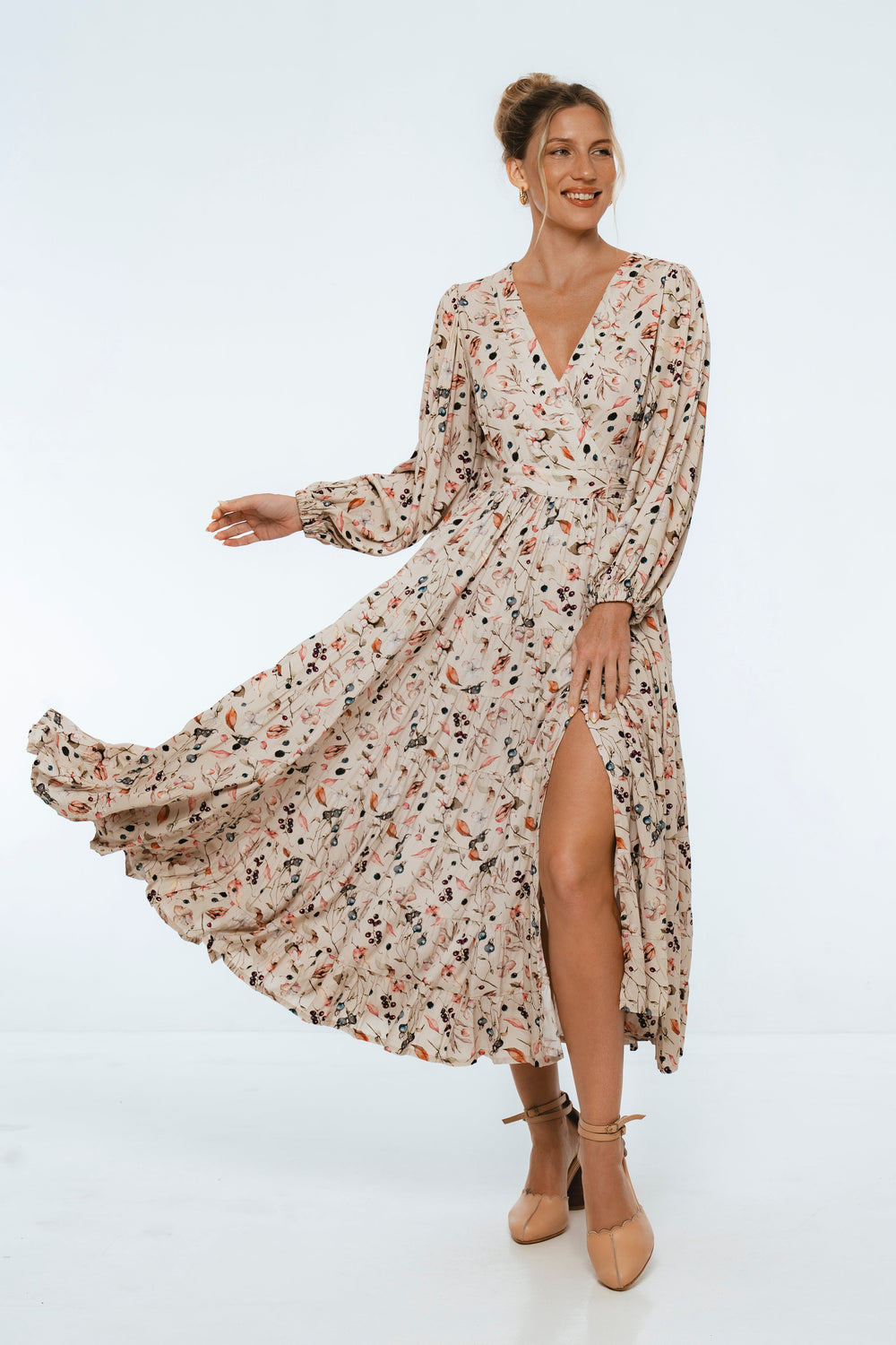 Womens Flamenco Boho Wrap Maxi Dress - Rouge Berry