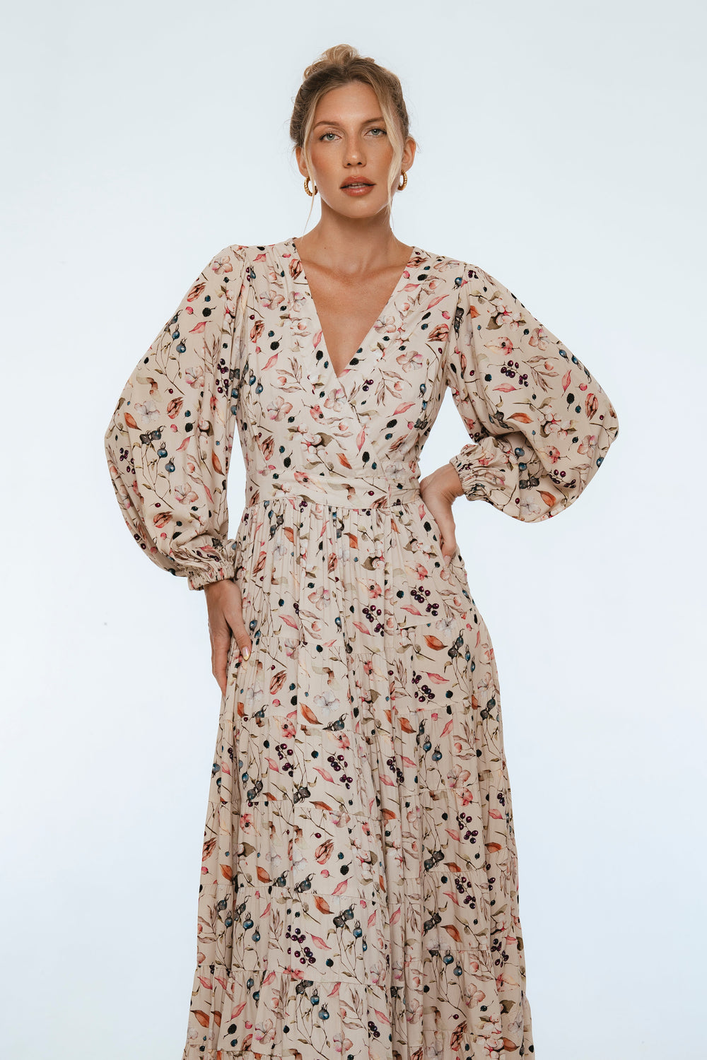 Womens Flamenco Boho Wrap Maxi Dress - Rouge Berry