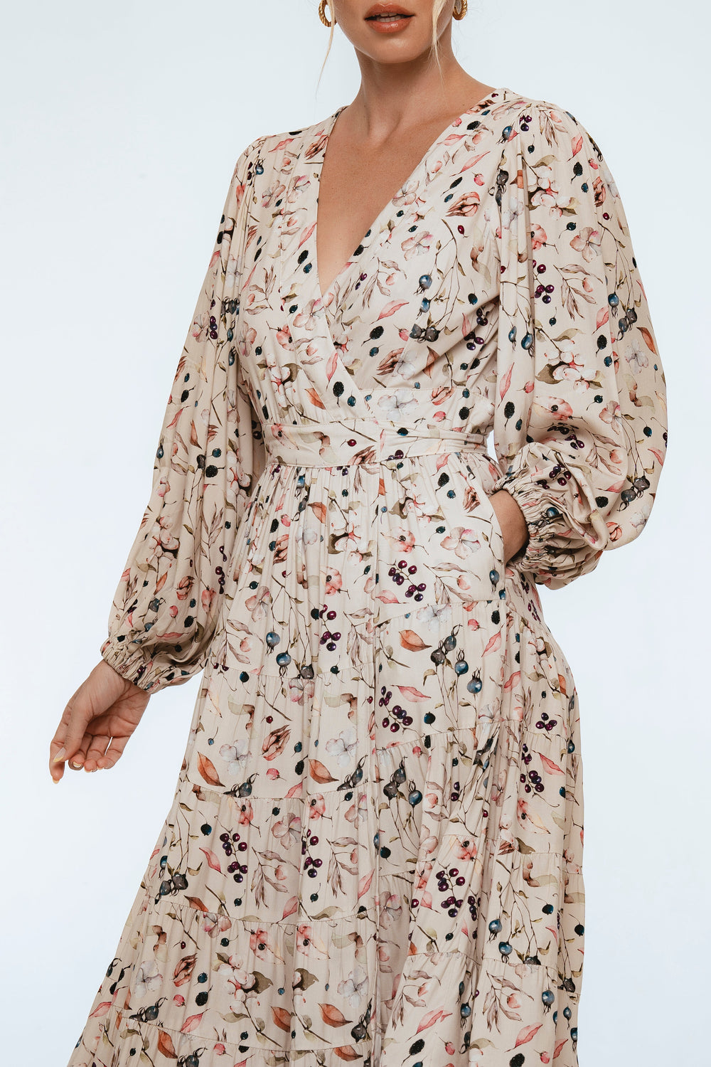 Womens Flamenco Boho Wrap Maxi Dress - Rouge Berry