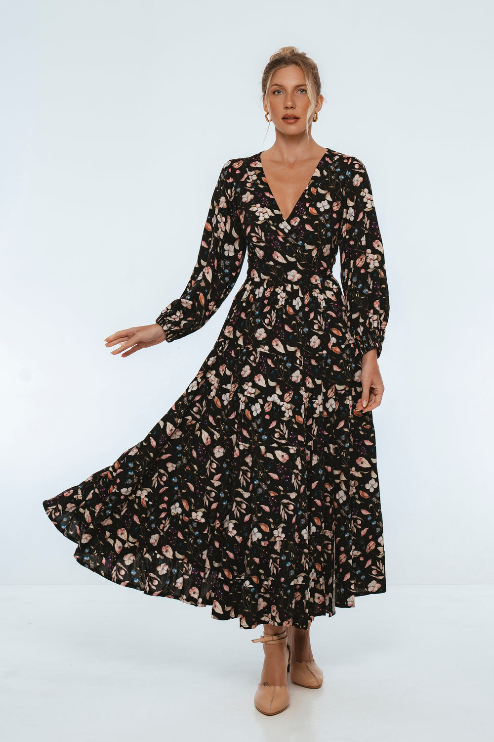 Womens Flamenco Boho Wrap Maxi Dress - Rouge Berry