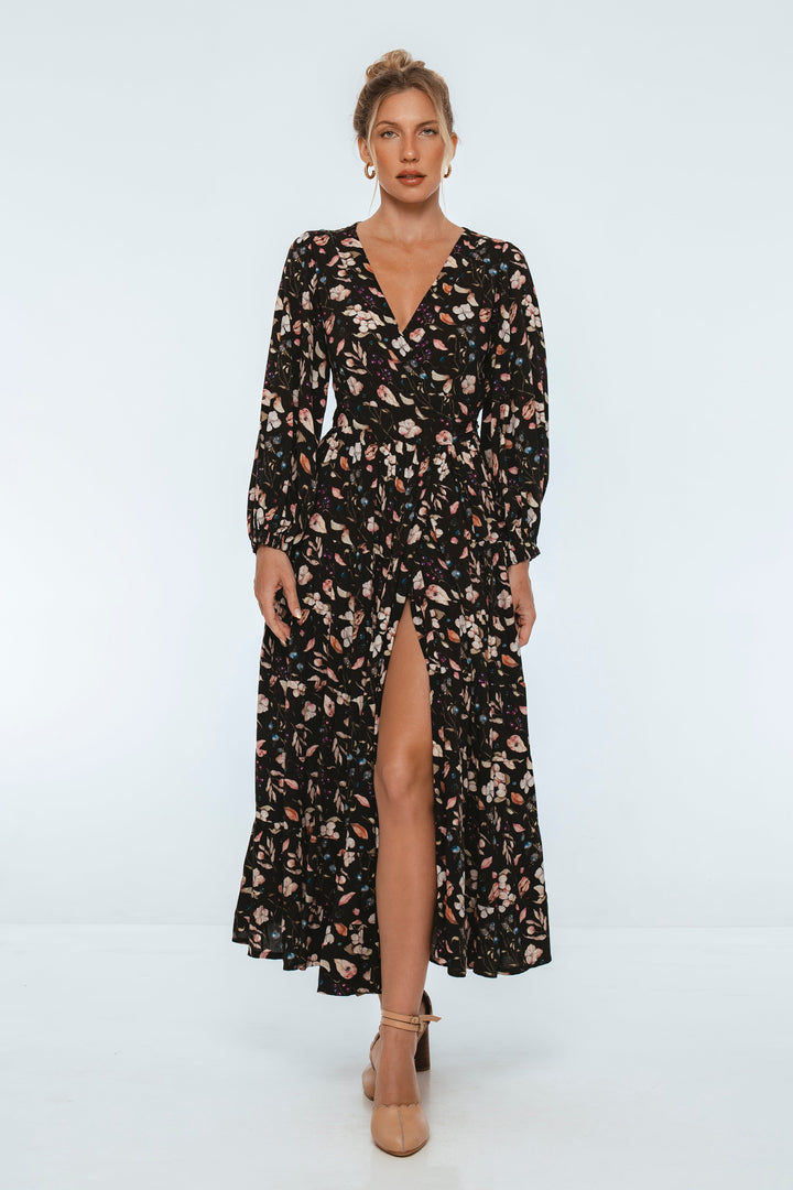 Flamenco Boho Wrap Maxi Dress
