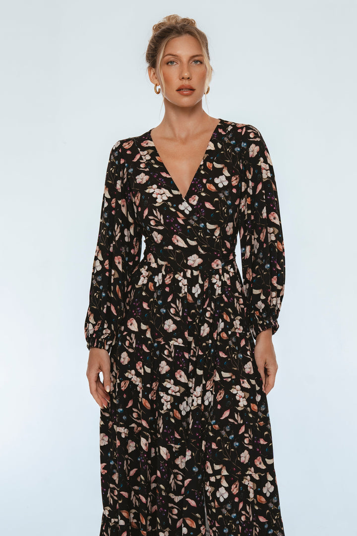 Flamenco Boho Wrap Maxi Dress