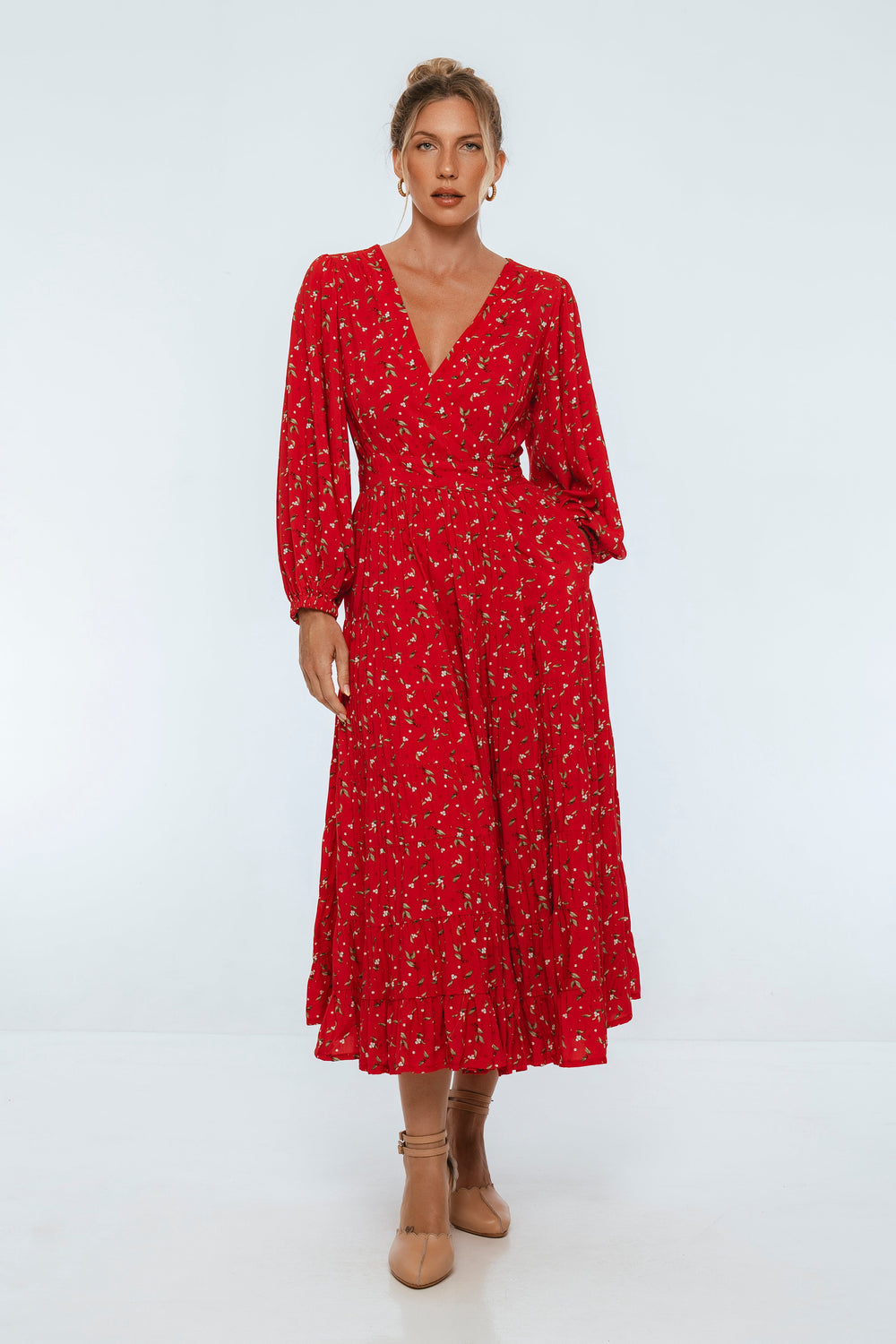 Womens Flamenco Boho Wrap Maxi Dress - Rouge Berry