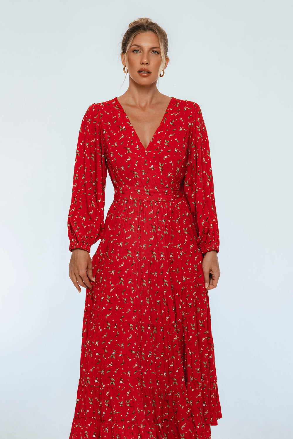 Womens Flamenco Boho Wrap Maxi Dress - Rouge Berry