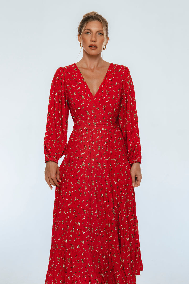 Flamenco Boho Wrap Maxi Dress
