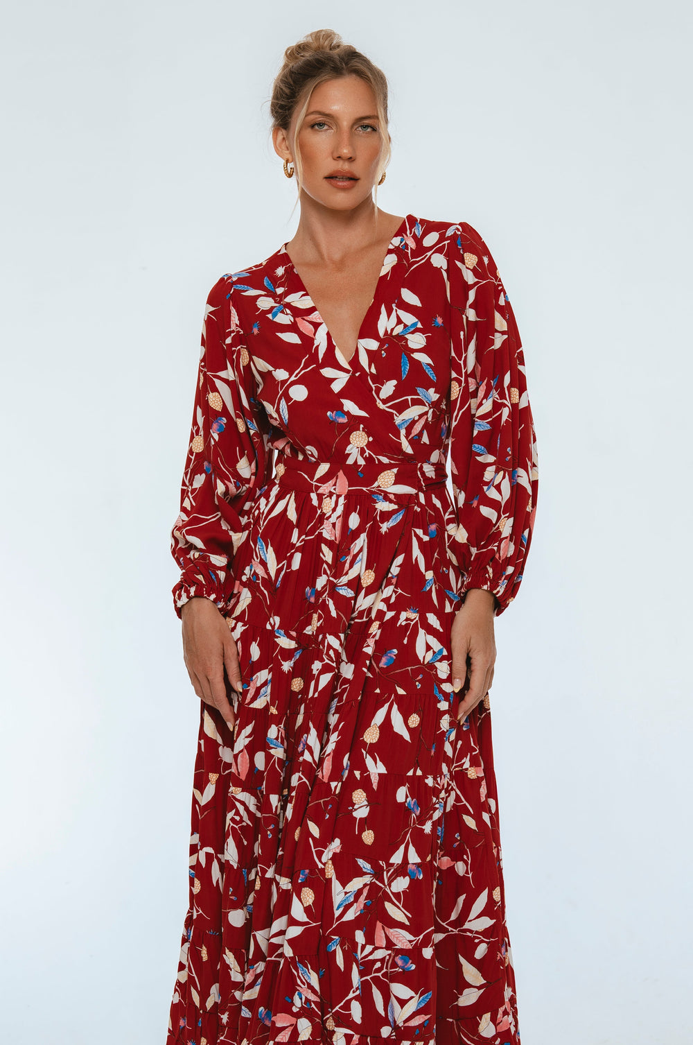 Womens Flamenco Boho Wrap Maxi Dress - Rouge Berry