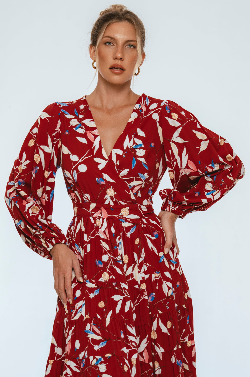 Womens Flamenco Boho Wrap Maxi Dress - Rouge Berry