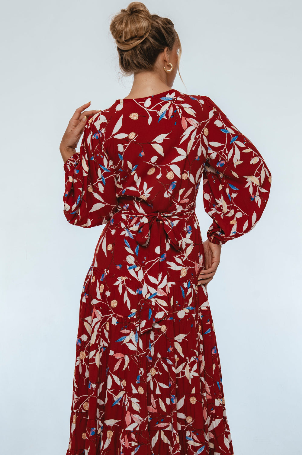 Womens Flamenco Boho Wrap Maxi Dress - Rouge Berry