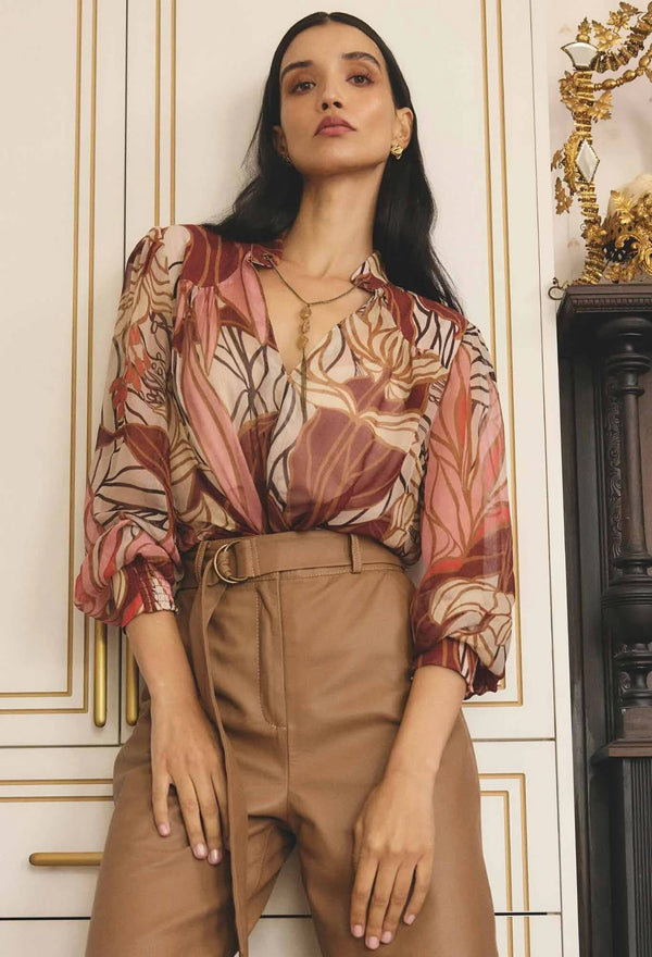 Freya Sheer Blouse with Embellished Neck Detail