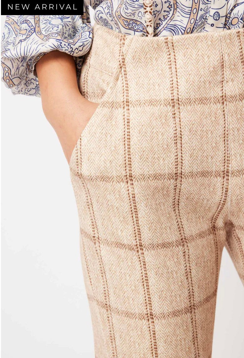 Getty Ponte Pants – Oatmeal Check
