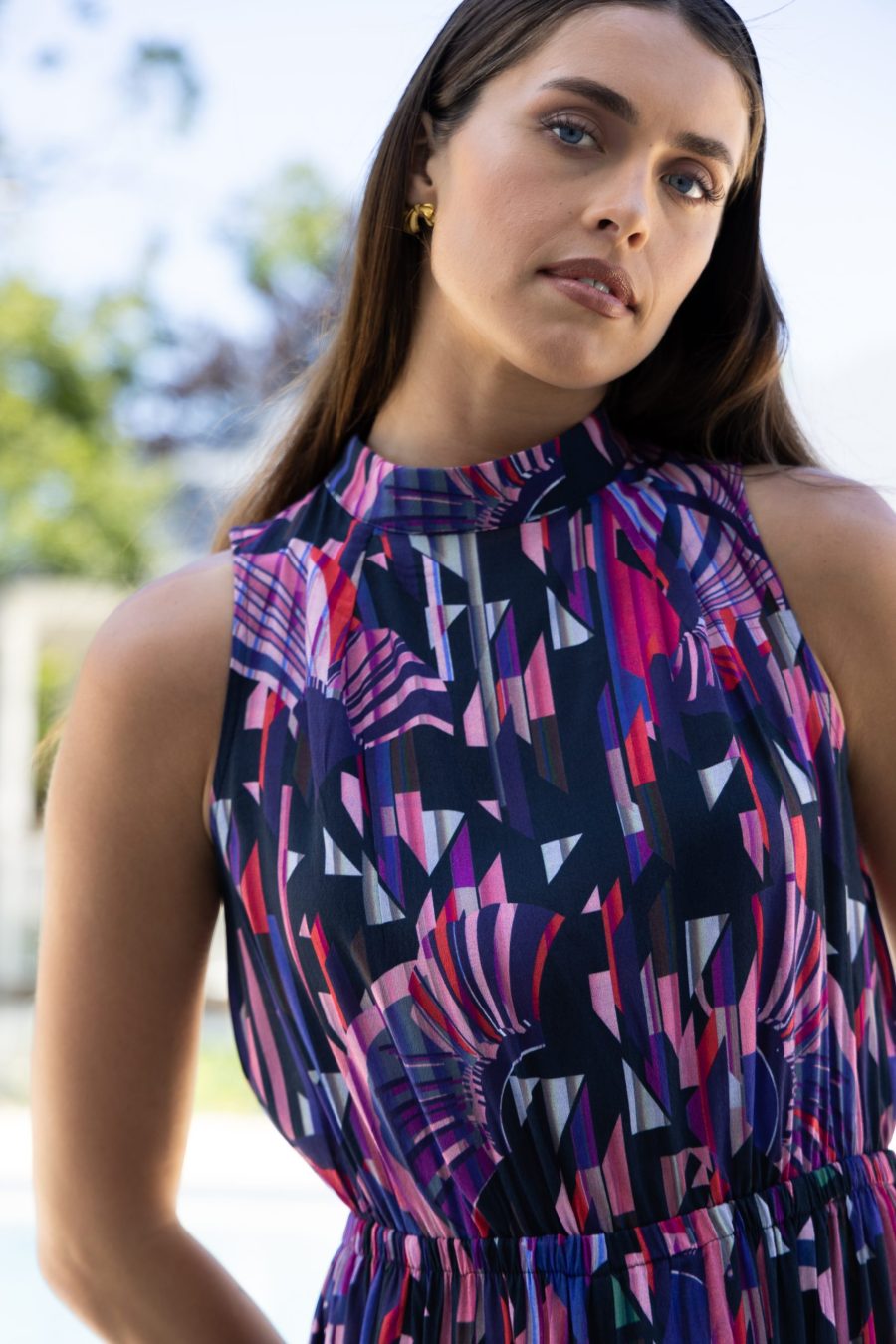 Florence Panelled Midaxi Dress – Geo Print