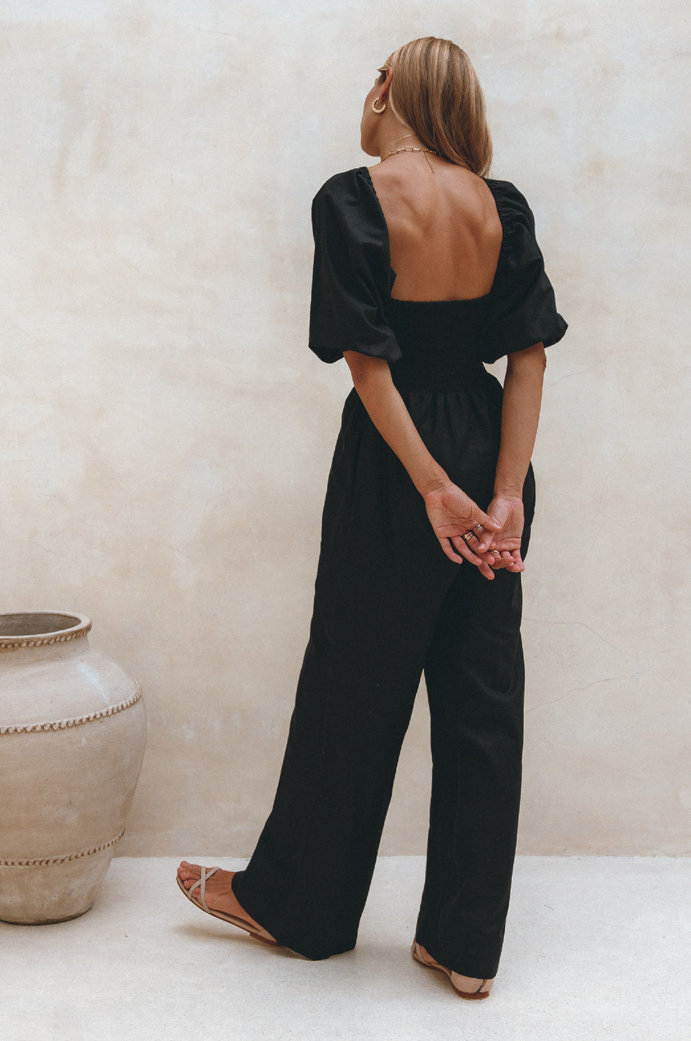 Womens Heaven Bay Linen Jumpsuit - Black