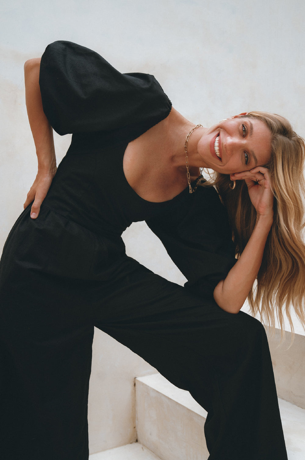Womens Heaven Bay Linen Jumpsuit - Black